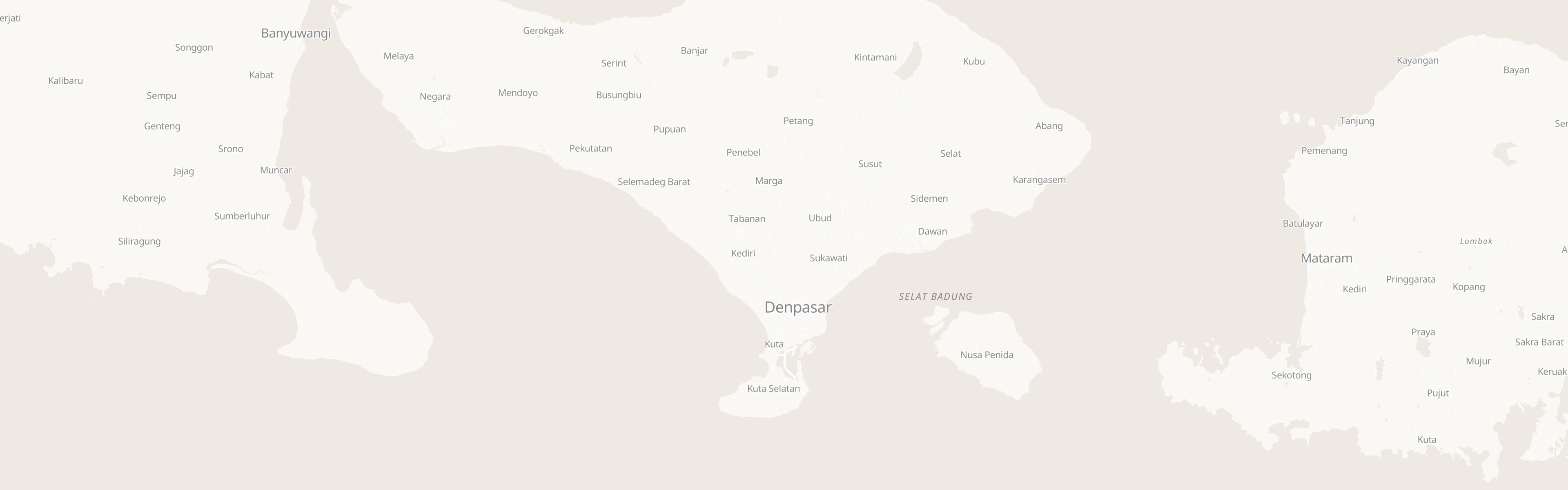 Mapa Bali s Ananta Villas Canggu a Nusa Dua