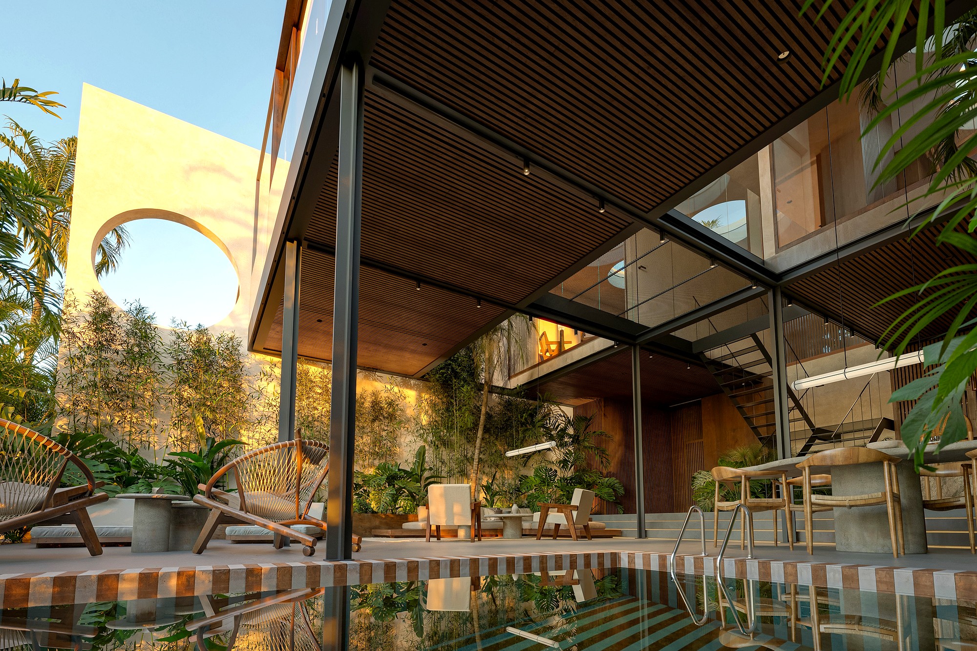 The villa, indoor-outdoor